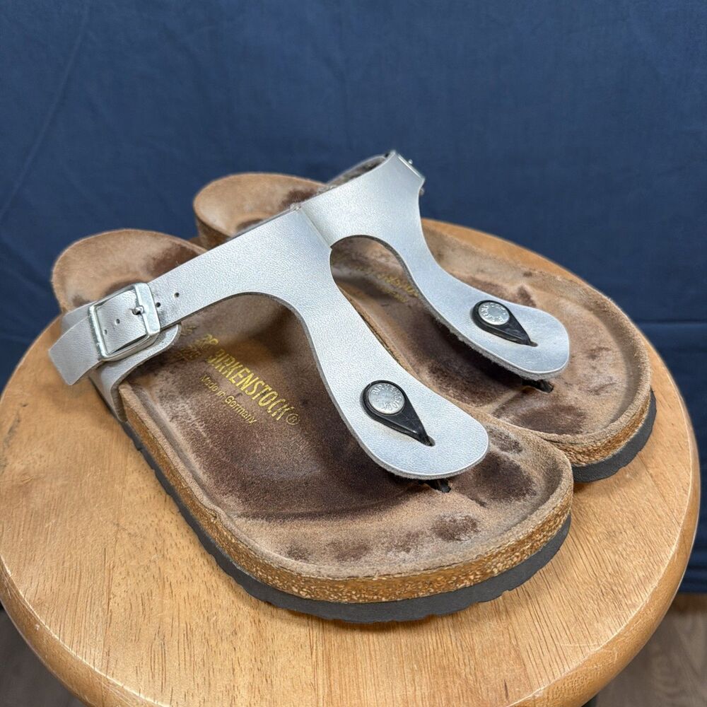 Birkenstock Gizeh Thong Sandals Silver Cork EU Size 38 US Ladies 7